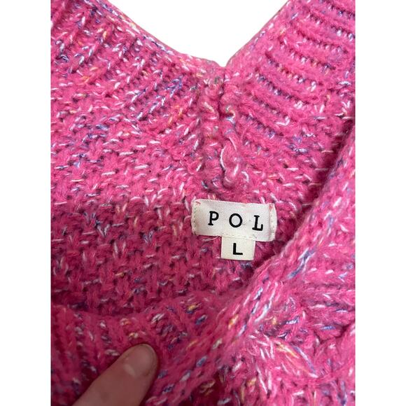 POL chunky pink boxy oversized cropped boho distressed sweater Women's Large - Picture 2 of 7